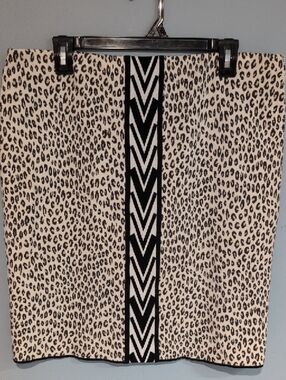 Marc Cain Leopard Print Pencil Skirt in Cream and Black